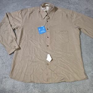 Burma Bibas Mens L Shirt Khaki SofiDry Tencel Lyocell‎ Long Sleeve Button Down